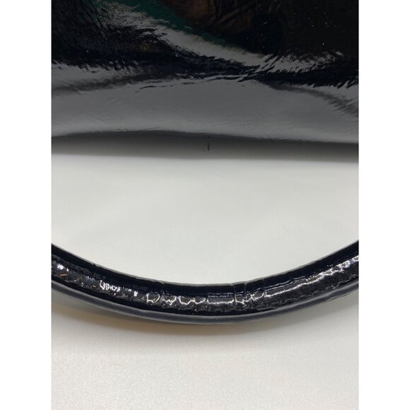 Black Patent Leather Liz Claiborne Handbag With Gold-Tone Hardware & Double Hand - Picture 6 of 16